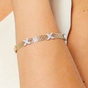 QVC Diamonique 8" Bismark Station Bracelet 18K Gold Plated Over Sterling